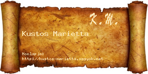 Kustos Marietta névjegykártya